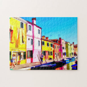 Puzzle Burano, pintura acuarela de Venecia