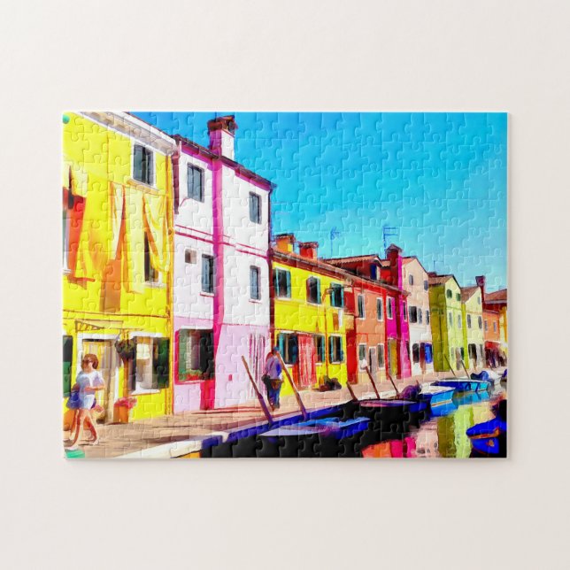 Puzzle Burano, pintura acuarela de Venecia (Horizontal)