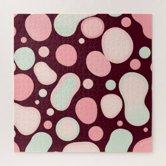Puzzle Burgundy Pink Mint Organic Blob Pattern Abstract