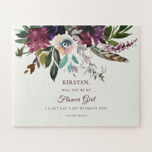 Puzzle Burgundy Splendor Floral Ecru Be My Flower Girl