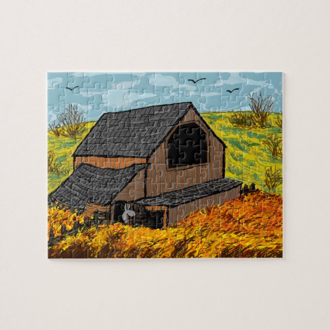 Puzzle burro en granero (Horizontal)