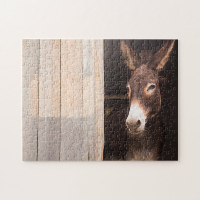 Puzzle Burro Estable | Animales de granja (Horizontal)
