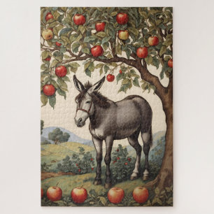 Puzzle Burro Vintage Bajo Un Árbol De Apple