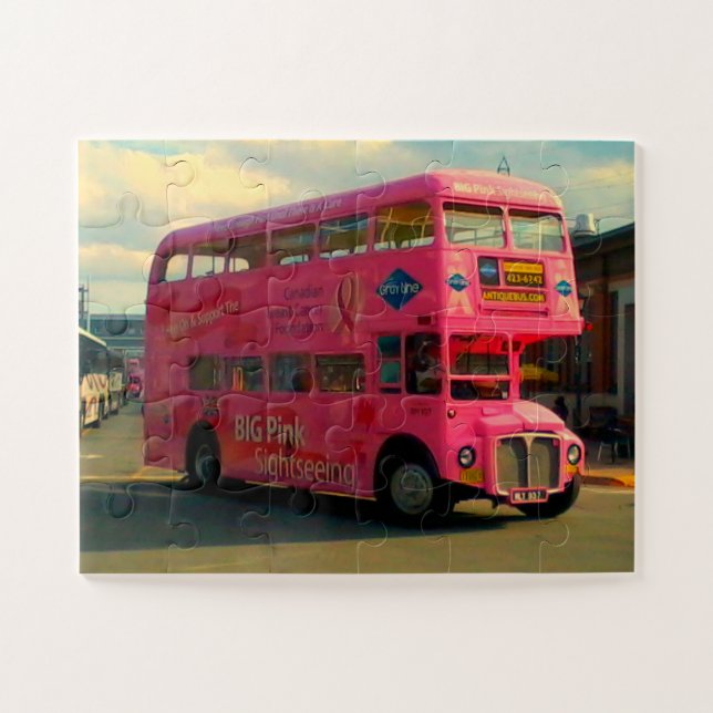 Puzzle Bus rosa de dos pisos (Horizontal)