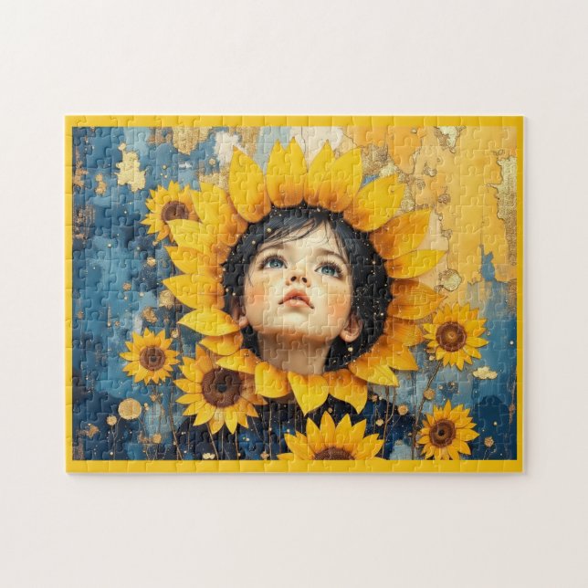 Puzzle Buscando al niño del Sol/ Girasol (Horizontal)