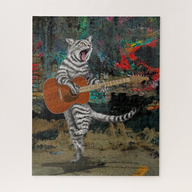 Puzzle Busker el gato de la guitarra (Vertical)