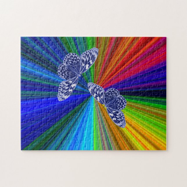 Puzzle Butterflies on rainbow colors (Horizontal)