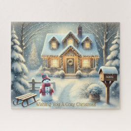 Puzzle Buzón de Navidades Snowy personalizados de cabaña