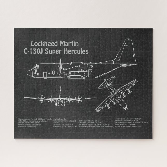 Puzzle C-130 Hércules - Planes de Plano Azul de Avión PD (Horizontal)