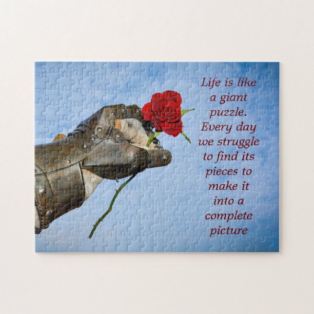 Puzzle Caballero con un corazón con refrán (Horizontal)