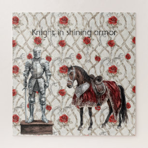Puzzle Caballero de las Rosas Rojas en Armadura Brillante