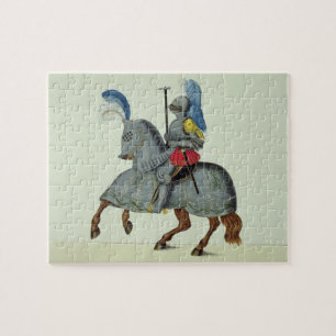 Puzzle Caballero y caballo en la armadura, placa 'de una
