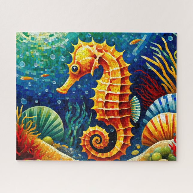Puzzle Caballito de mar mosaico vida oceánica criatura ma (Horizontal)
