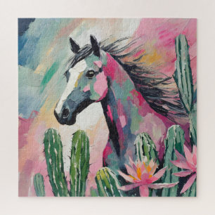 Puzzle Caballo abstracto moderno y suculentos