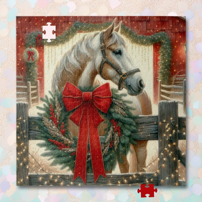 Puzzle Caballo acuarela y Navidades de granjas festivas (Subido por el creador)