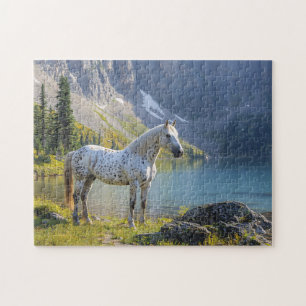 Puzzle Caballo Appaloosa a orillas del lago Scenic