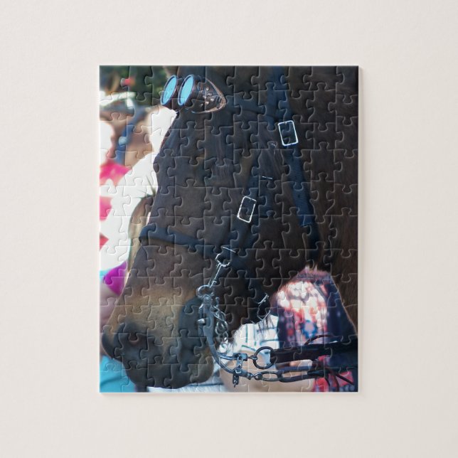 Puzzle Caballo árabe marrón oscuro con gafas (Vertical)