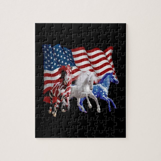 Puzzle Caballo Bandera Estadounidense (Vertical)