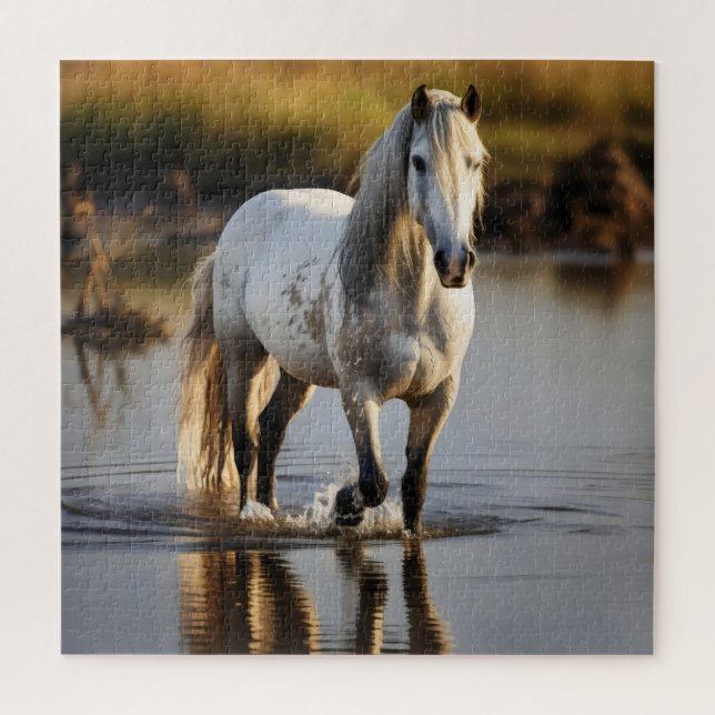 Puzzle Caballo Blanco en Lago (Vertical)