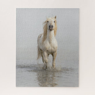 Puzzle Caballo Camargue corriendo en el agua