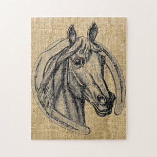 Puzzle Caballo Cameo en Burlap