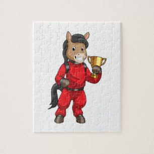 Puzzle Caballo como campeón con trofeo