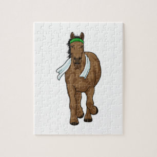 Puzzle Caballo como corredora con toalla
