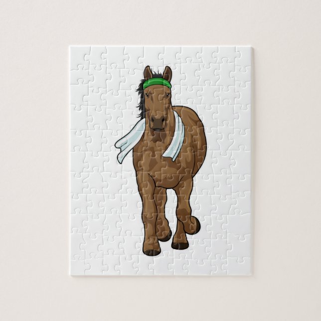 Puzzle Caballo como corredora con toalla (Vertical)