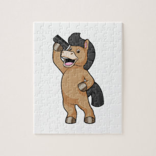 Puzzle Caballo como peluquero con comb