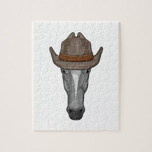 Puzzle Caballo como vaquero con Gorra
