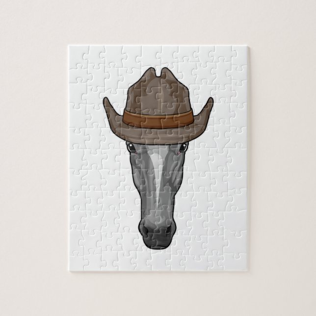 Puzzle Caballo como vaquero con Gorra (Vertical)