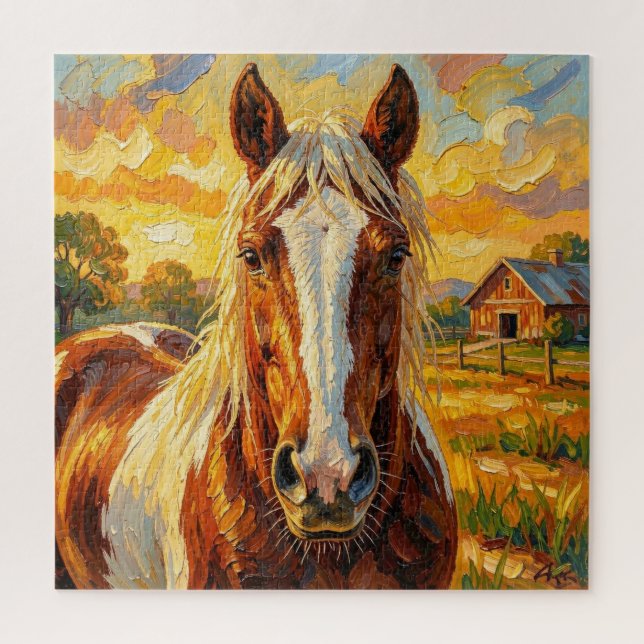 Puzzle Caballo con Impasto en una Granja   (Vertical)
