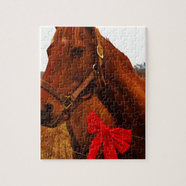 Puzzle Caballo con lazo rojo (Vertical)