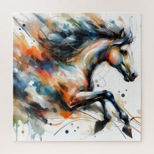 Puzzle Caballo corriendo en acuarela abstracta