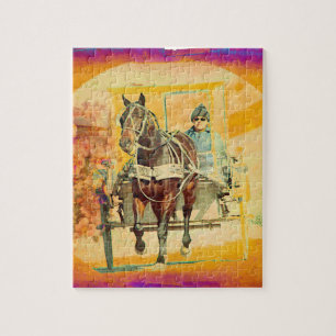 Puzzle Caballo de Amish de Grunge Floral y buggy