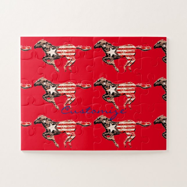 Puzzle Caballo de Bandera Americana Corriendo Thunder_Cov (Horizontal)