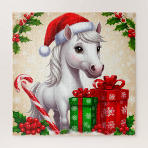 Puzzle Caballo de dibujos animados festivo con sombrero d