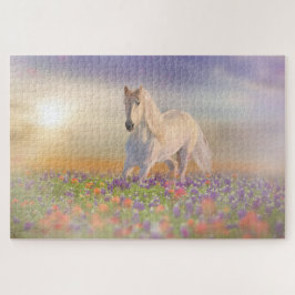Puzzle Caballo de ensueño corriendo a través de las flore