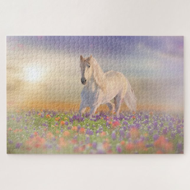 Puzzle Caballo de ensueño corriendo a través de las flore (Horizontal)