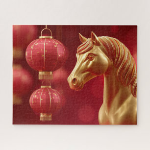Puzzle Caballo de Fuego Dorado 2026: Prosperidad del Año