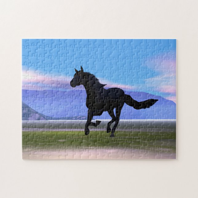 Puzzle Caballo de Galloping negro (Horizontal)