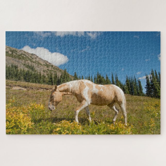Puzzle Caballo de hierba en prado alpino en verano (Horizontal)