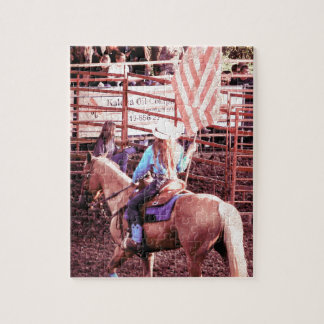 Puzzle Caballo de la bandera americana del rodeo del