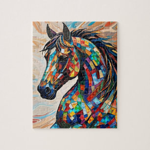 Puzzle Caballo de mosaico de vidrio trenzado Multicolor 1