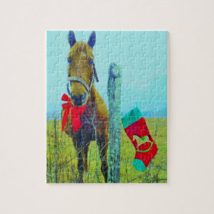Puzzle Caballo de Navidades marrones