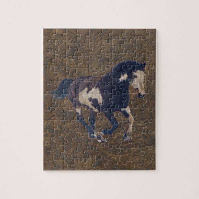 Puzzle Caballo de pintura Pinto americano de Galloping Wi (Vertical)
