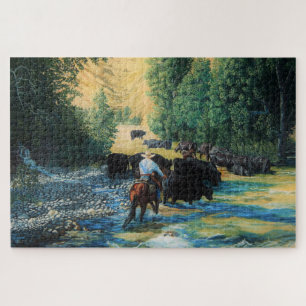 Puzzle Caballo de rancho y ganadería de Angus conducció