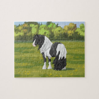 Puzzle Caballo de Vanner de Black Pinto Piebald Gypsy