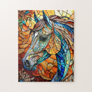 Puzzle Caballo de vidrio emplomado vibrante 25