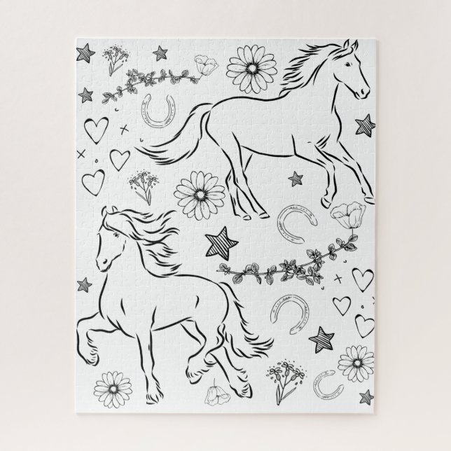 Puzzle Caballo Doodle Coloréame    (Vertical)